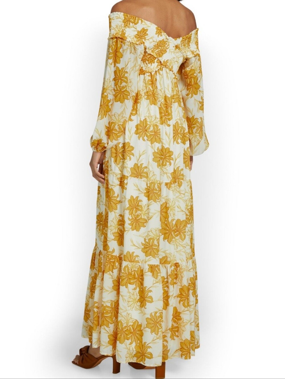 NWT Flying Tomato | Floral Print Off The Shoulder Smocked Maxi Dress Women Large - Picture 3 of 11